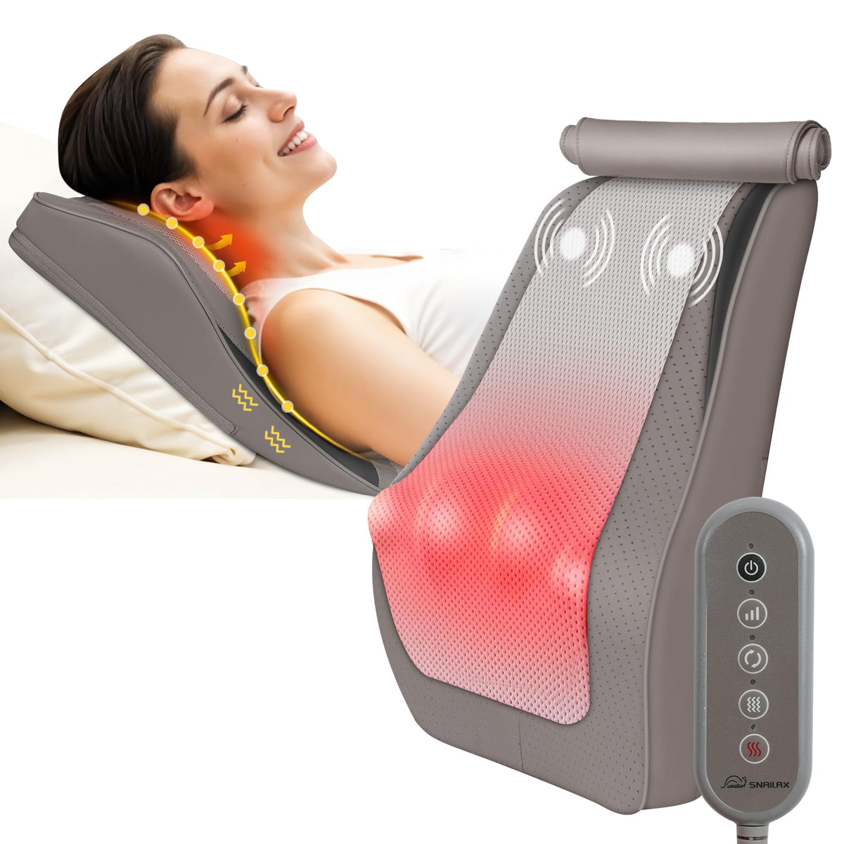 Snailax back massager with 8 kneading nodes for targeted relief