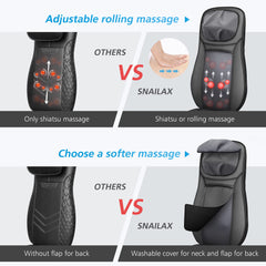 Snailax back massager with heat zone for upper and lower back