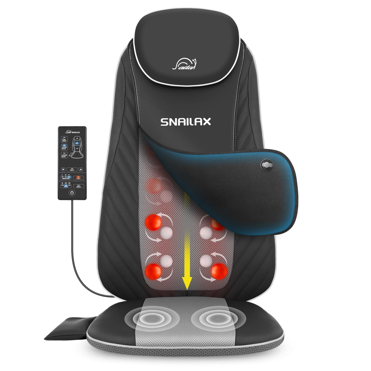 Snailax back massager with kneading nodes for targeted relief on a chair
