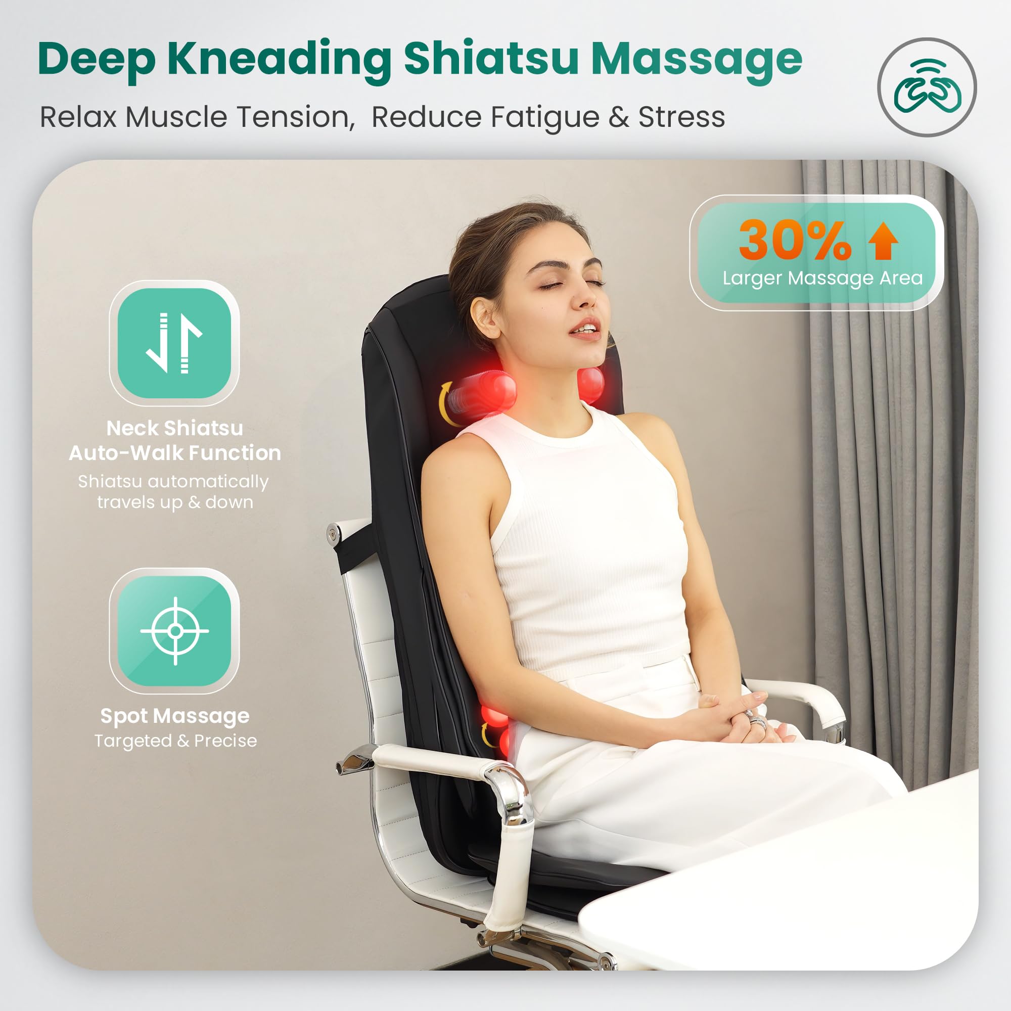 Snailax back and seat compression massage provides enhanced tension relief.