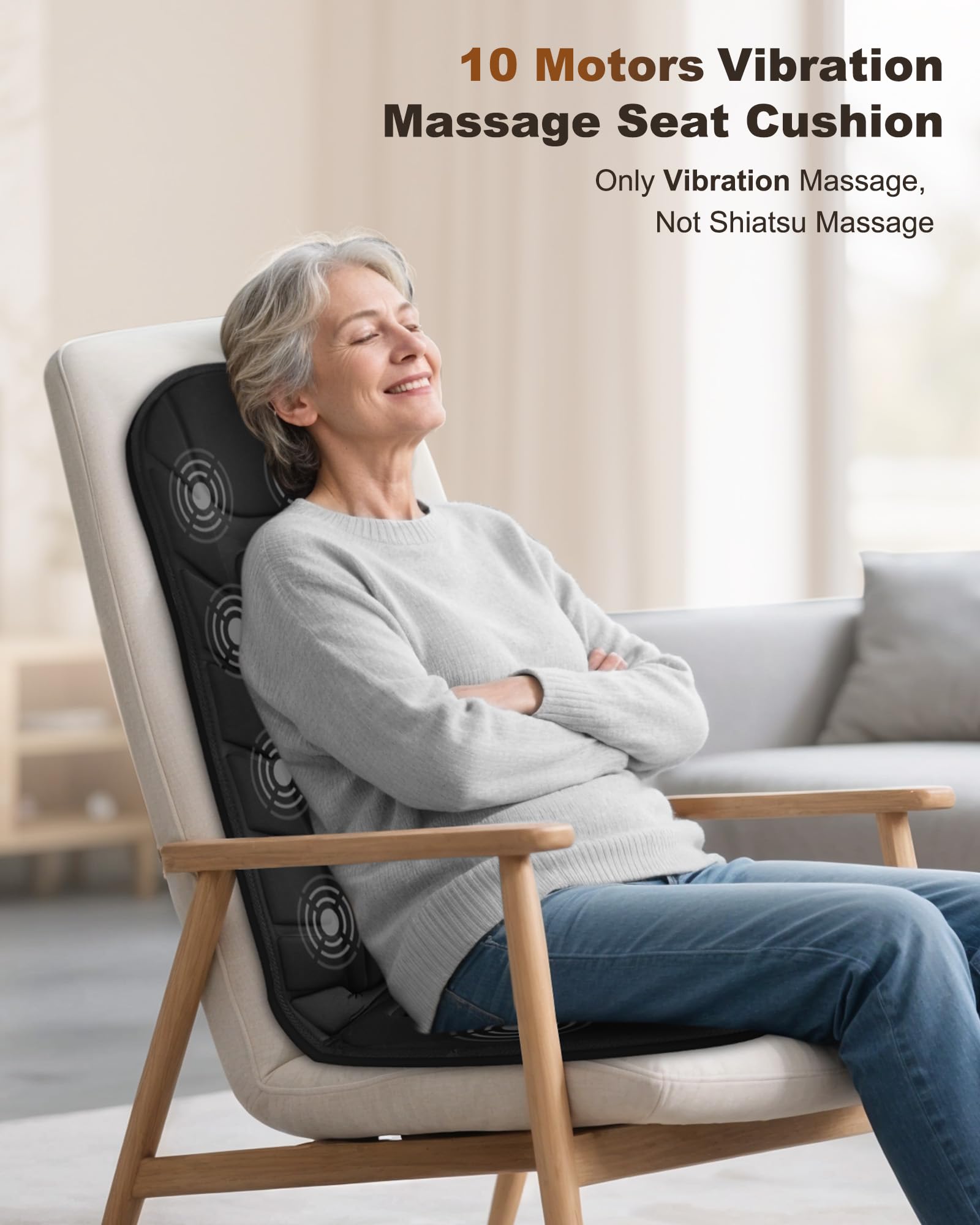 Snailax 10-motor chair pad delivers targeted relaxation on demand.