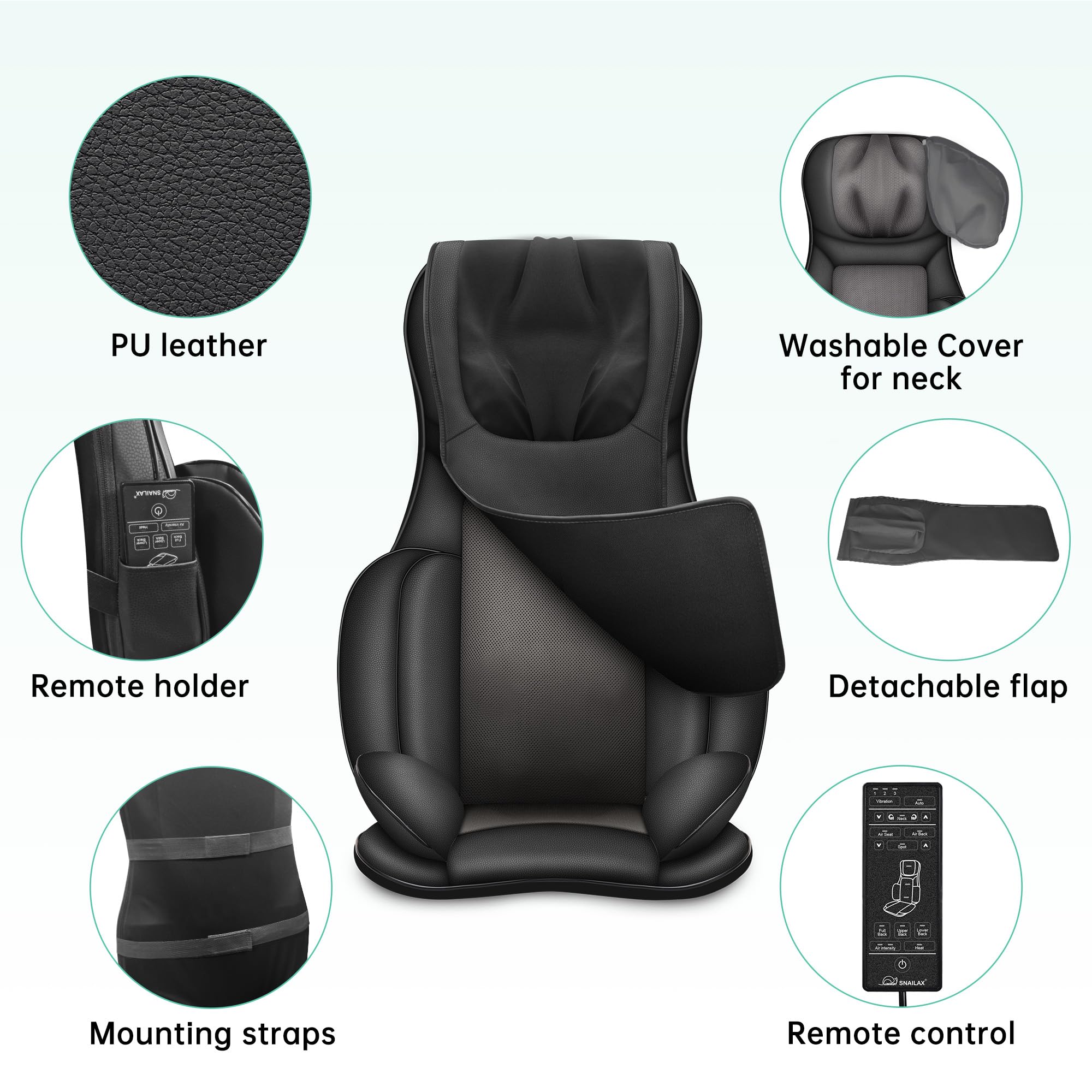 Snailax massager strapped to a chair for office use