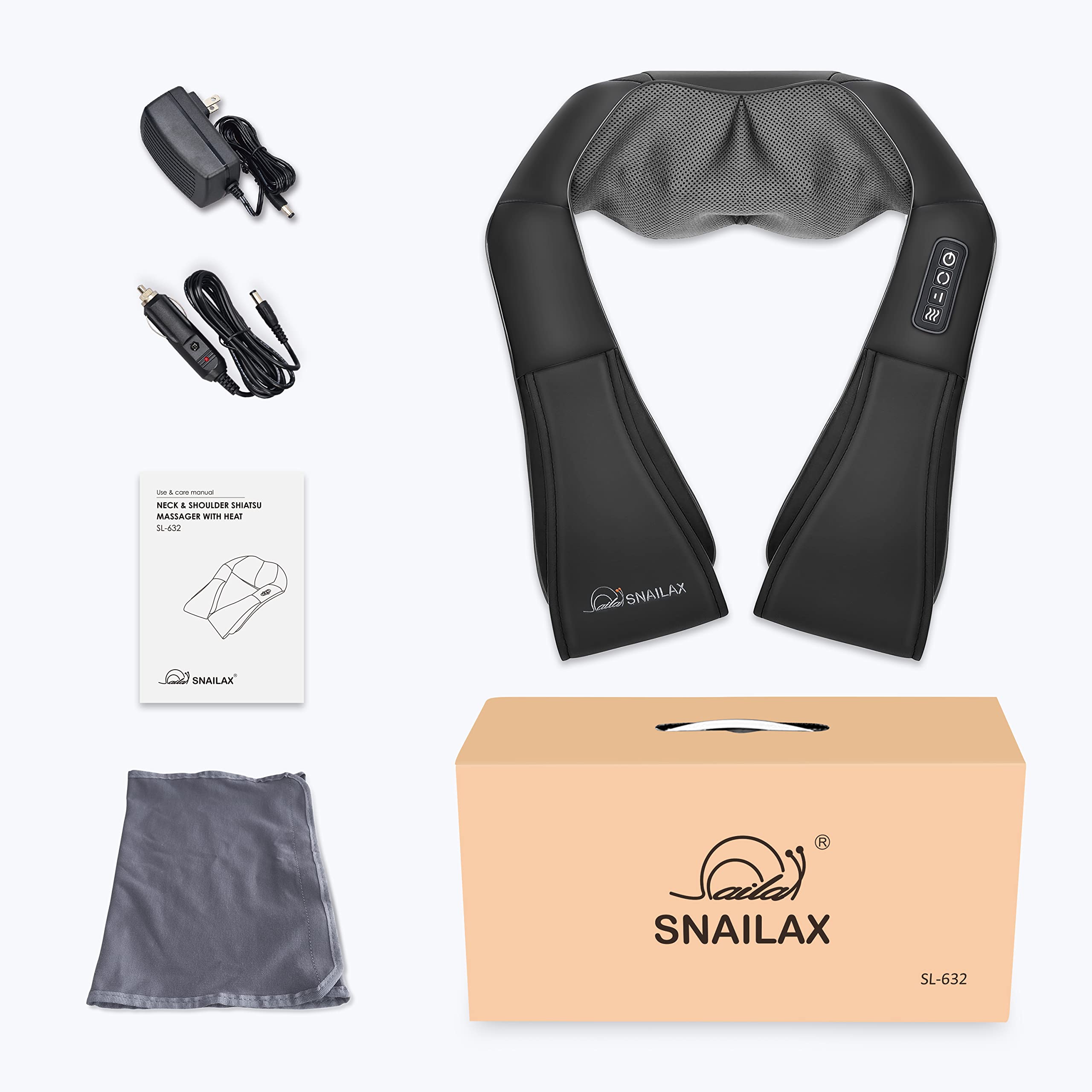 Control panel of Snailax massager with 15-minute timer in view