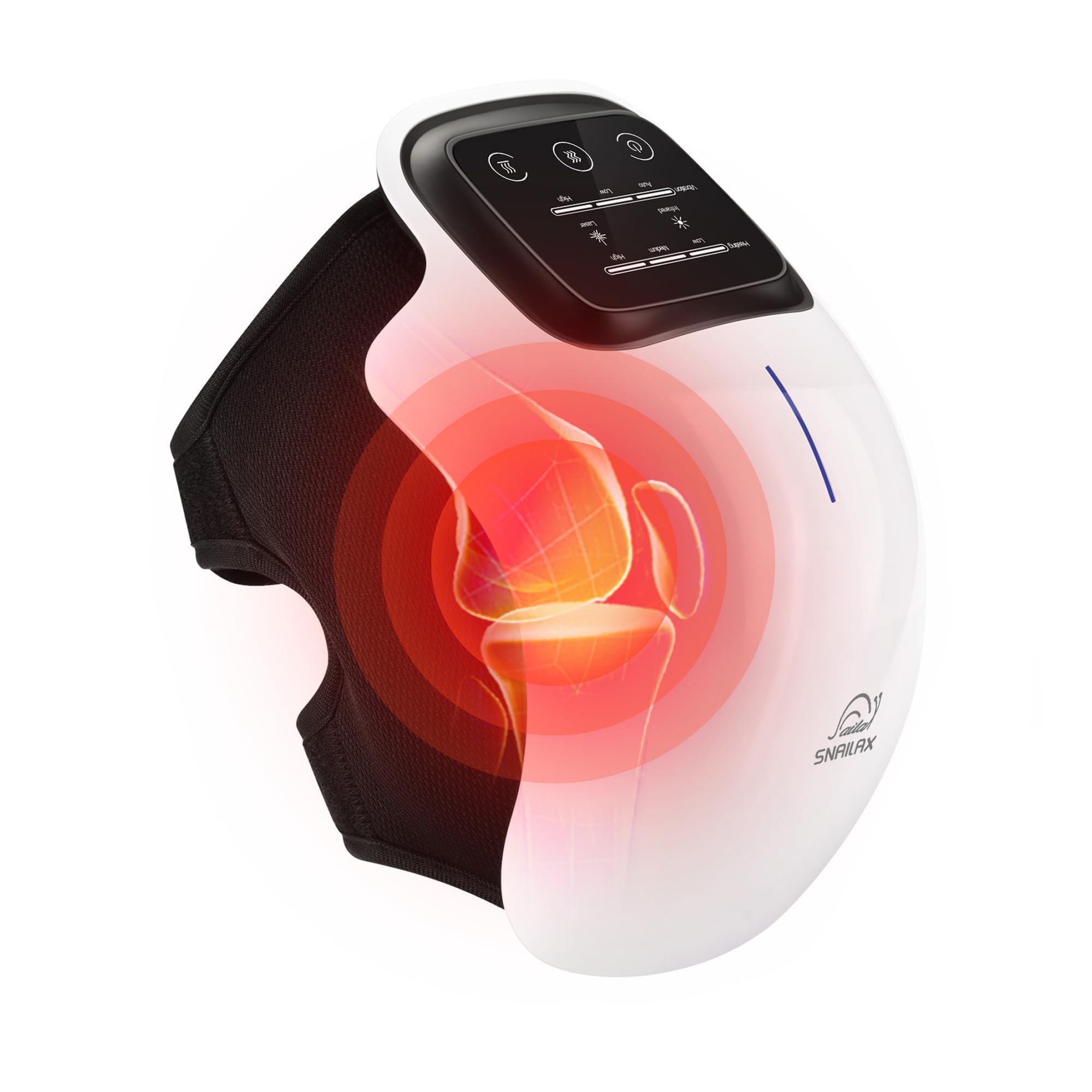 Snailax cordless knee massager in use at home for convenient knee relief.