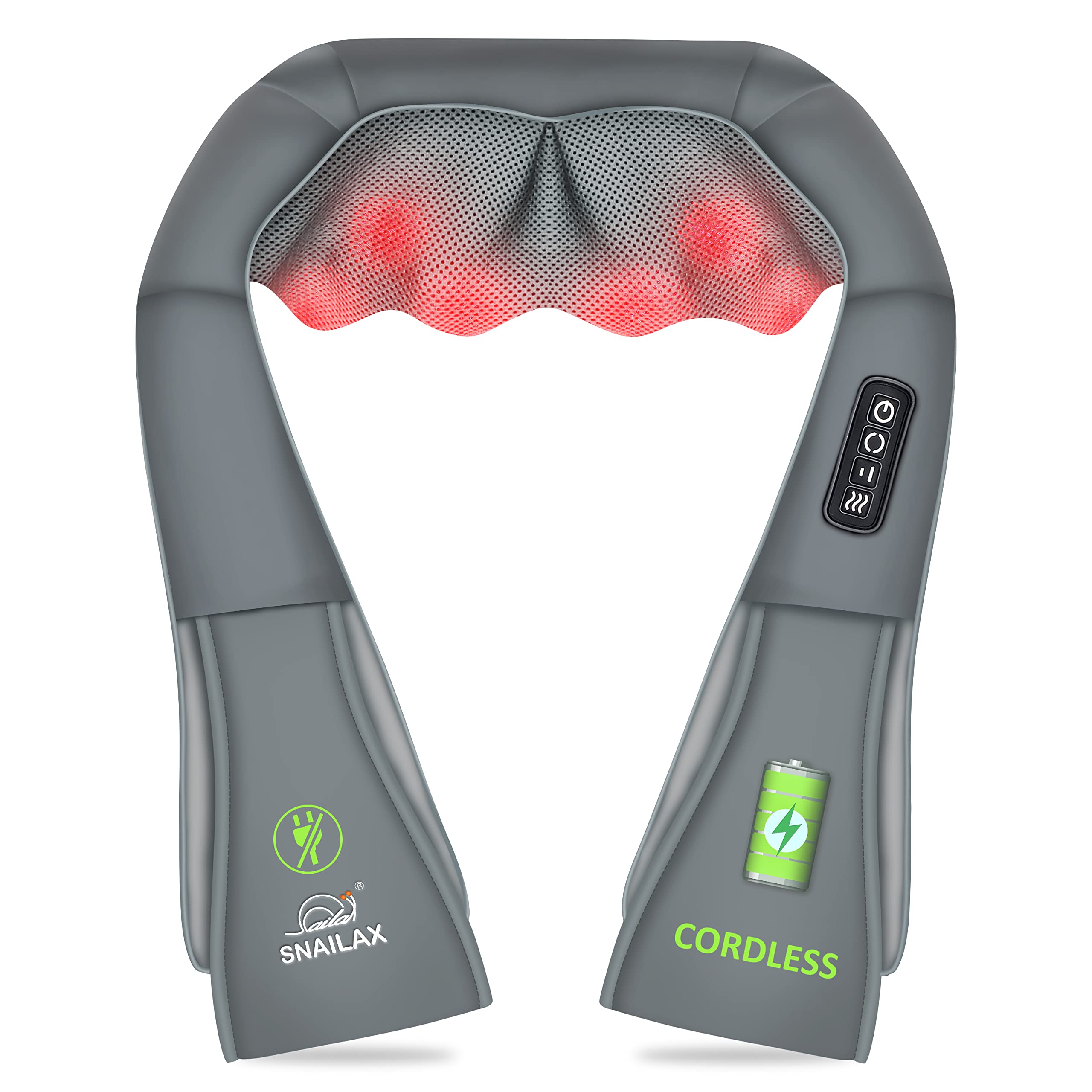 Snailax cordless neck massager with 8-node shiatsu rollers for portable relief