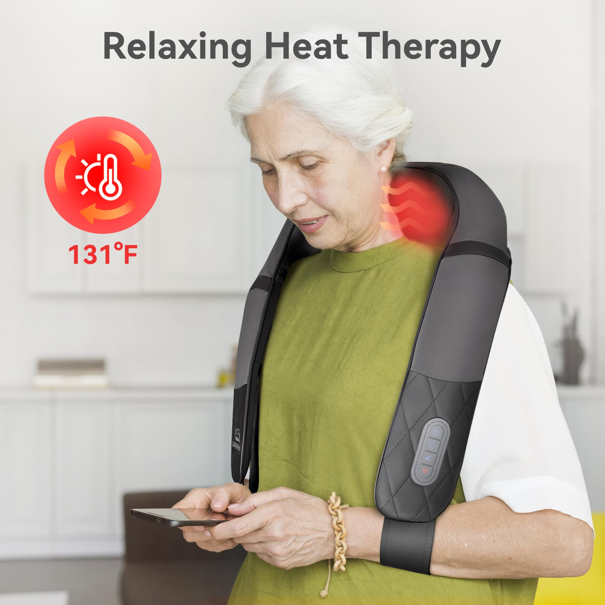 Snailax ergonomic back and shoulder massage contouring to the body.