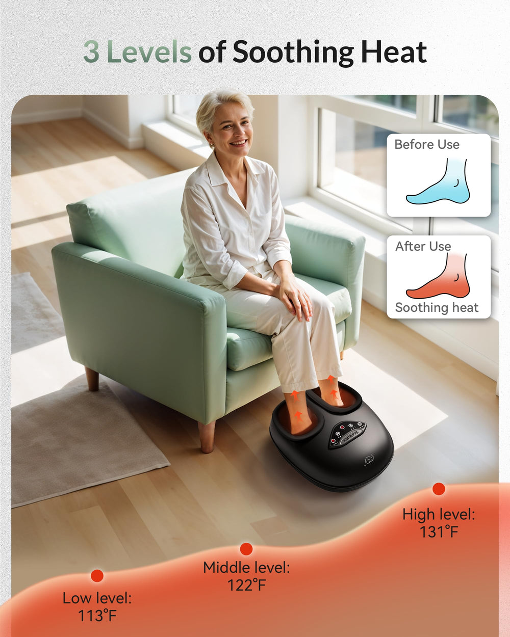 Snailax compression levels show adjustable pressure for personalized soothing.