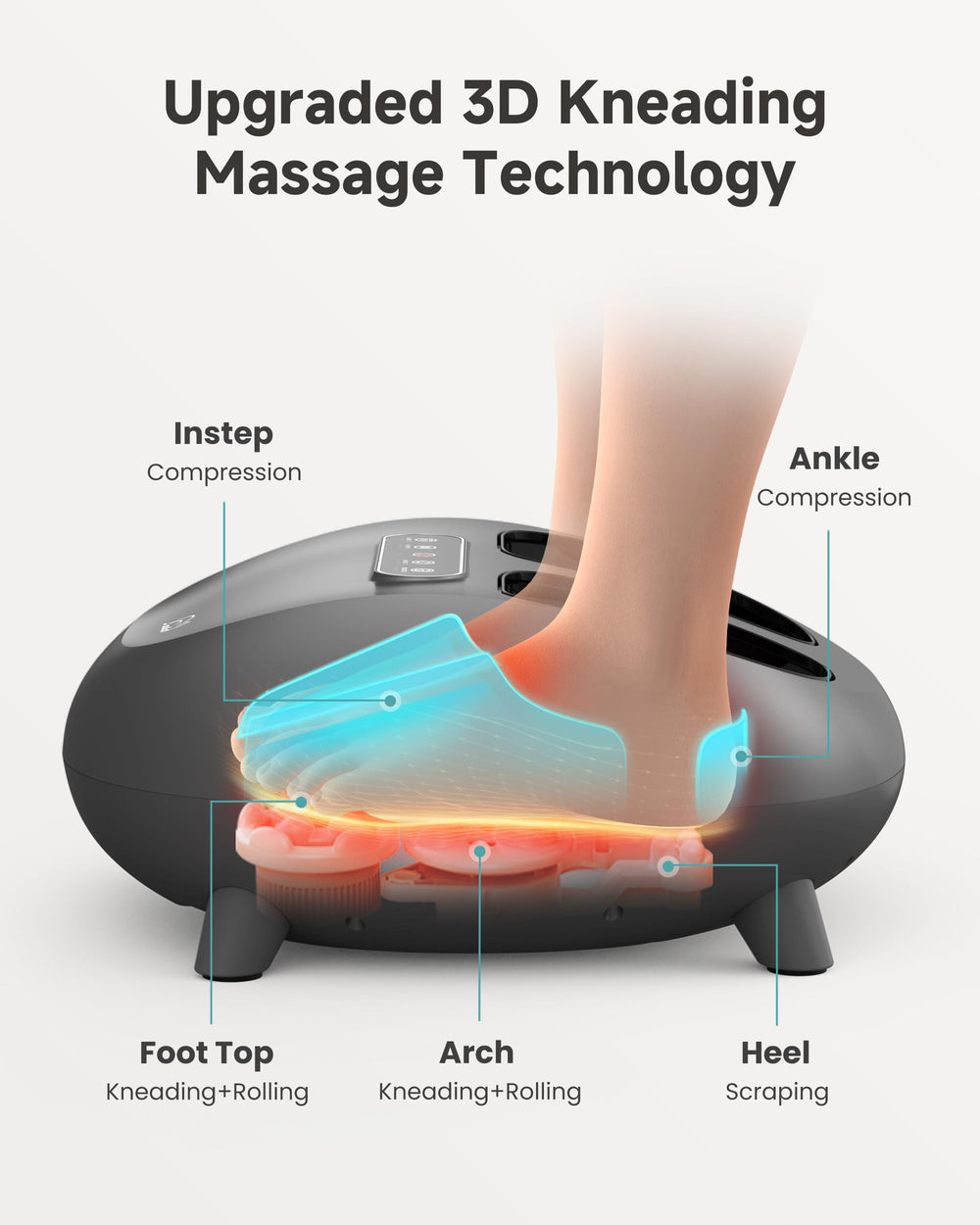 Snailax heat on instep ensures faster, even warming across feet.