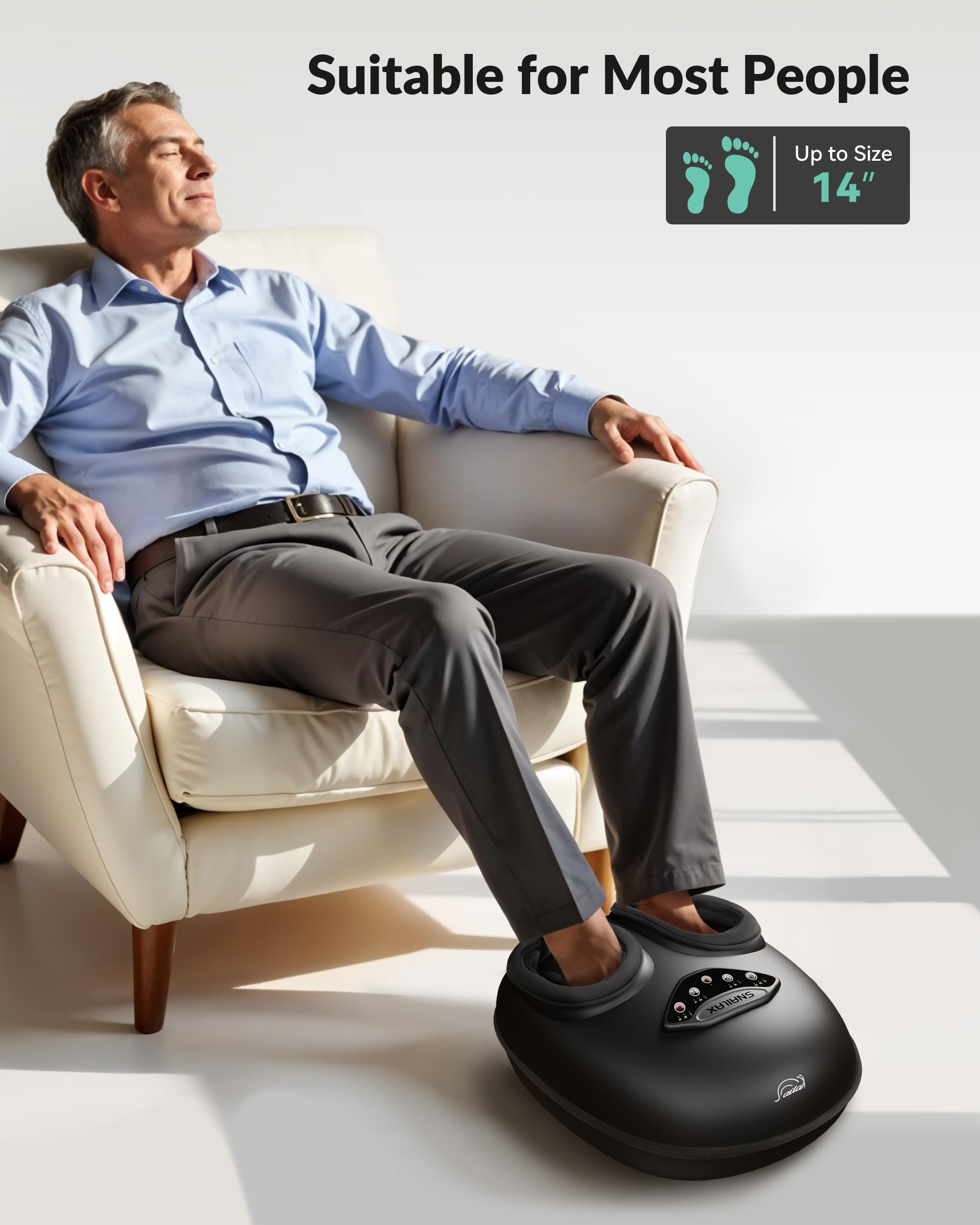 Snailax foot massager fits up to US Men's size 14 for complete coverage