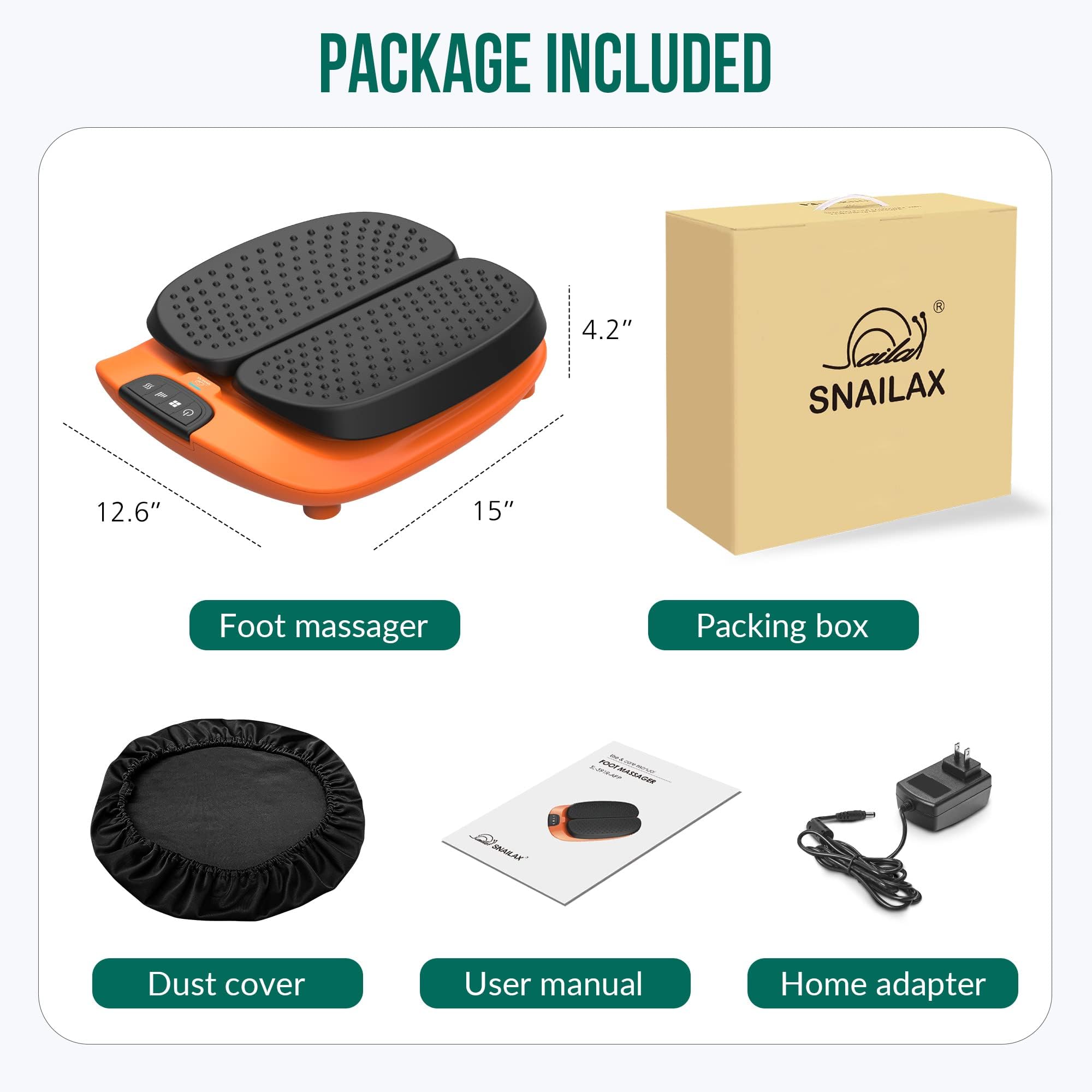 Gift-ready Snailax massager with warranty options.