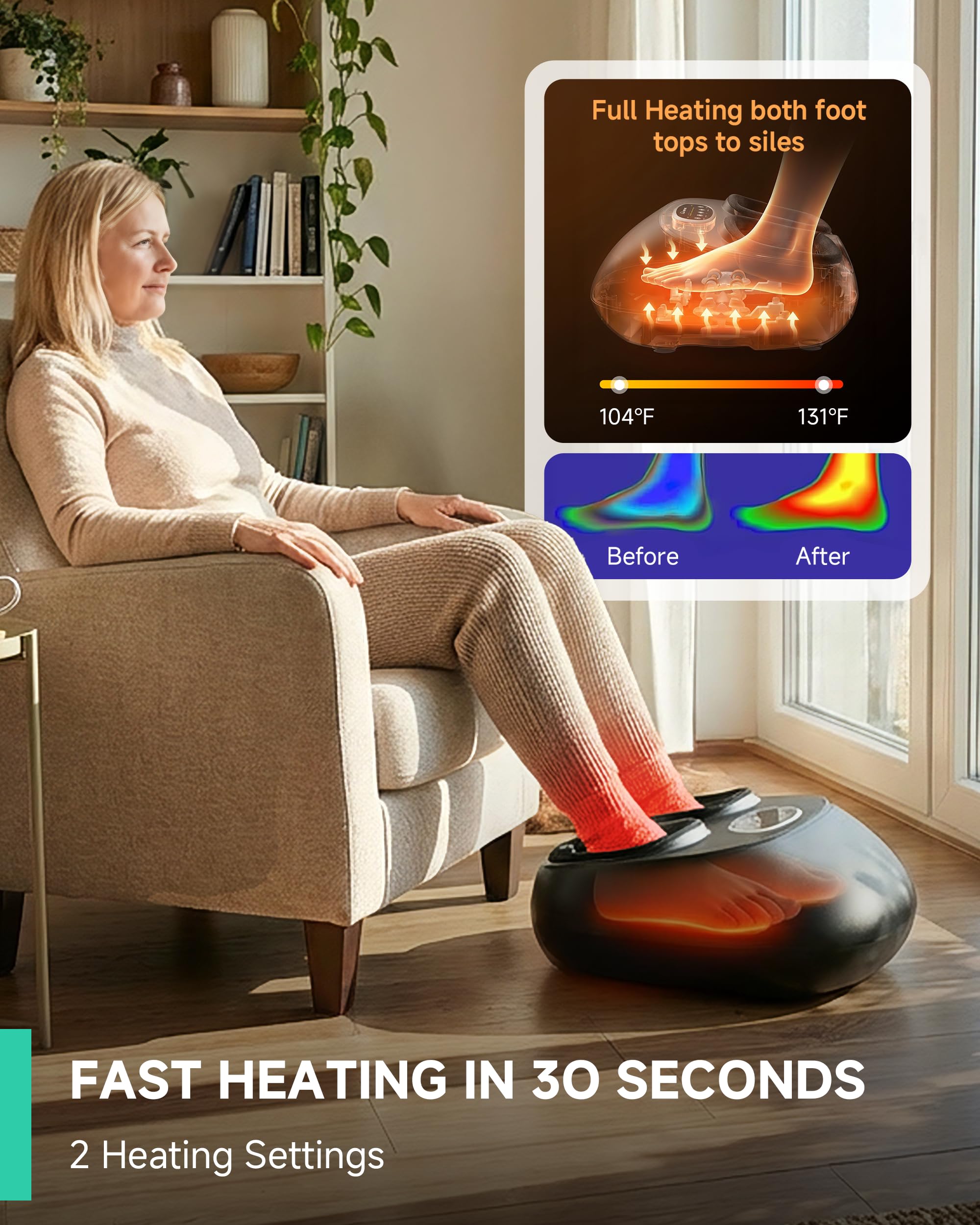 Snailax massager control panel, simple heat and knead settings
