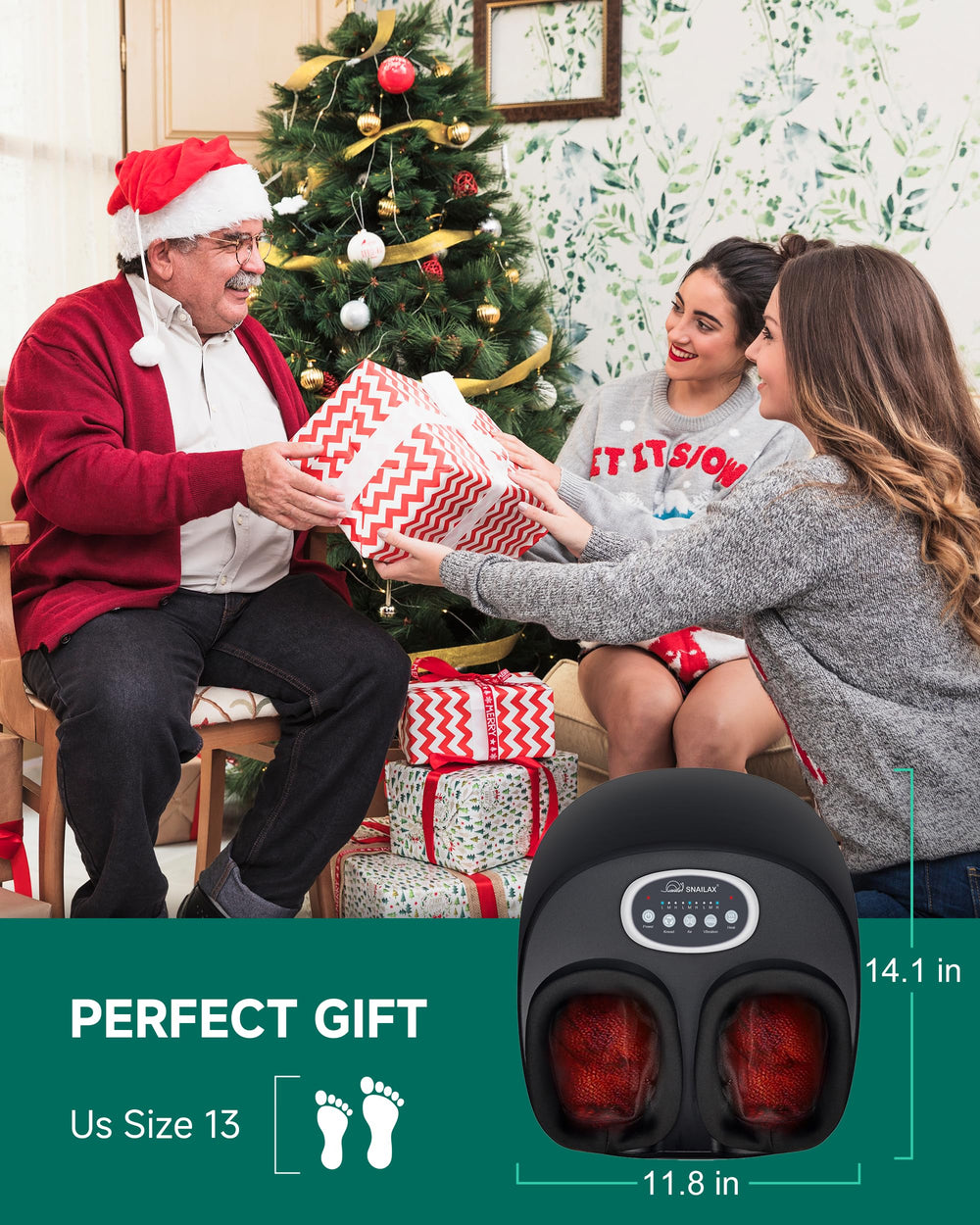 Gift-ready Snailax foot massager packaging for holidays