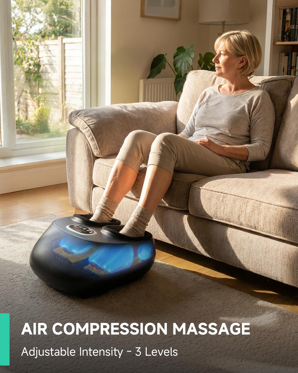 Feet resting in Snailax massager with heat and kneading
