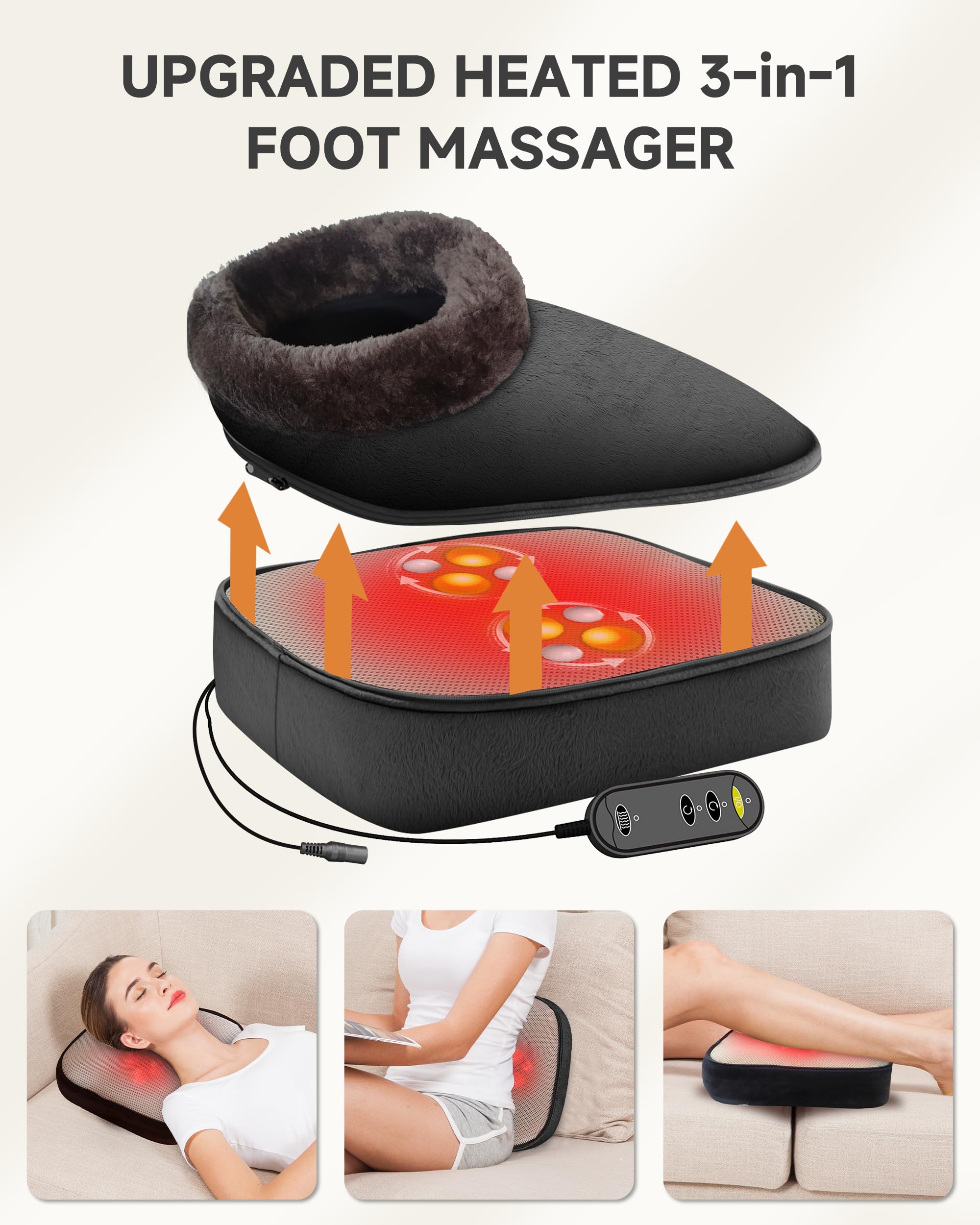 Snailax foot massager with heat, side view featuring the controller.