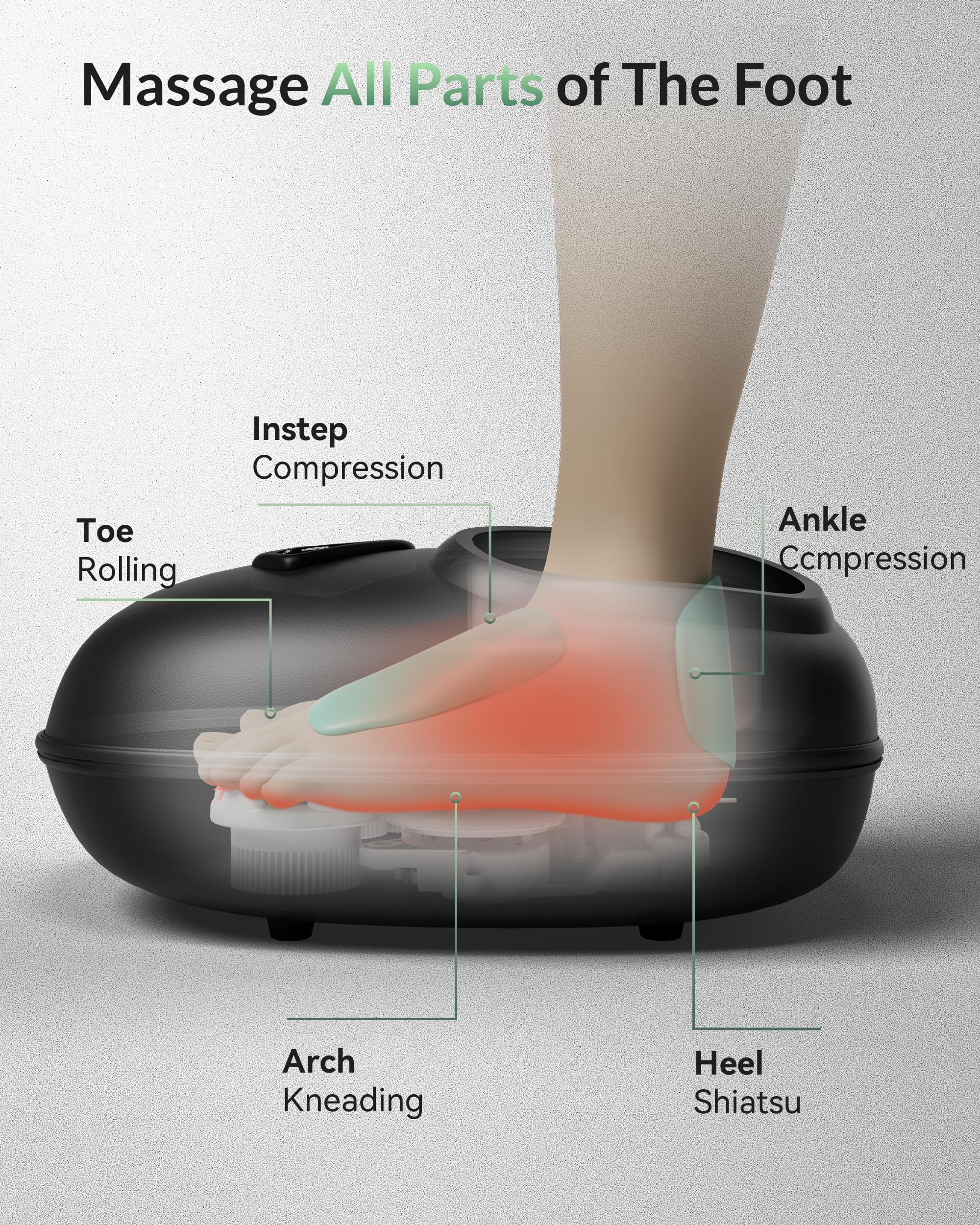 Snailax foot massager highlights heating function for customizable warmth.