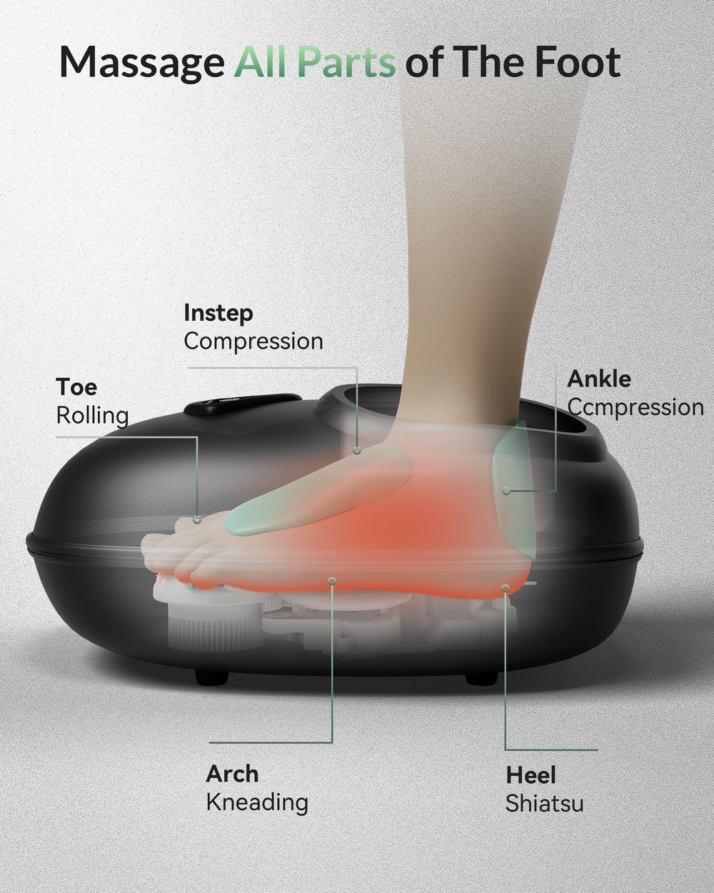 Snailax foot massager highlights heating function for customizable warmth.