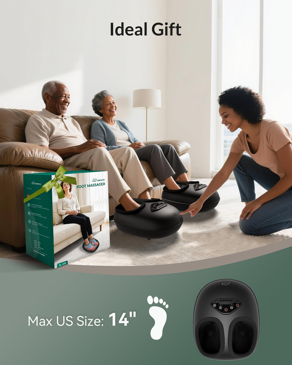 Snailax foot massager designed to fit large feet up to size 14.