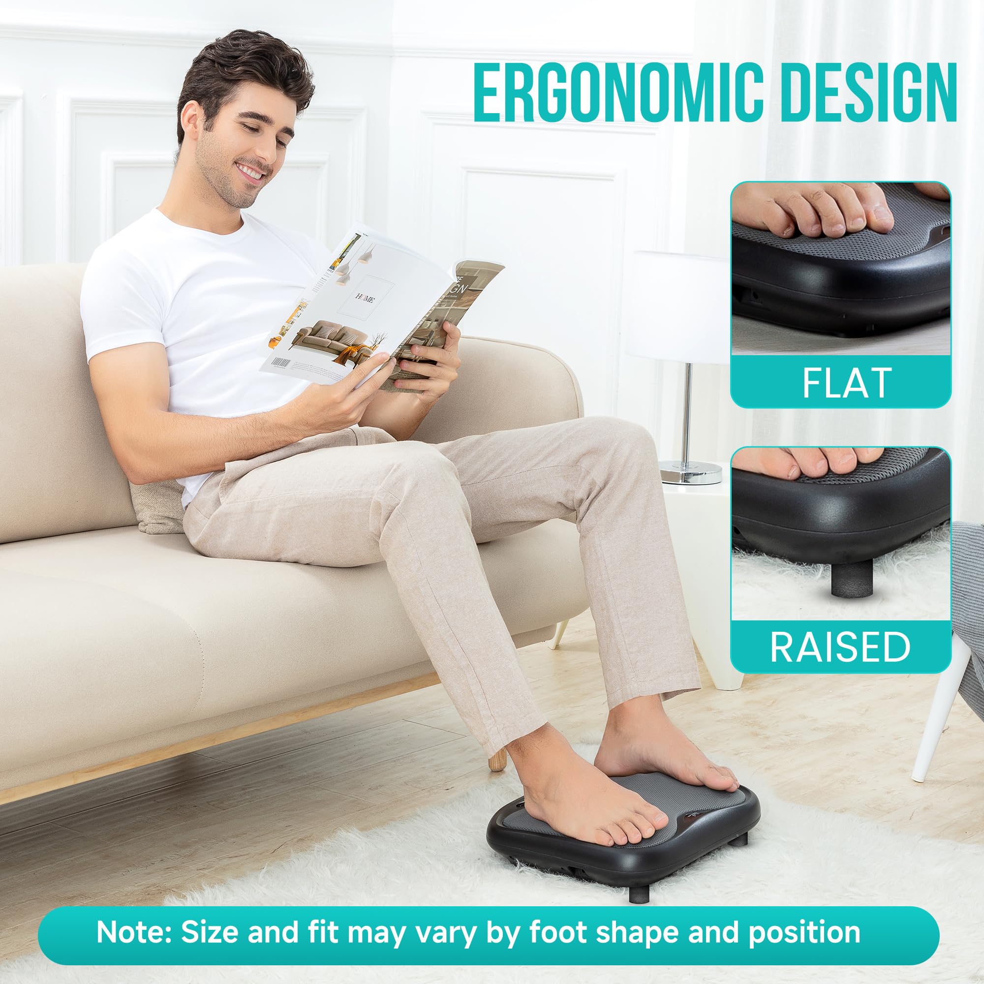 Removable washable cover keeps the foot massager clean between uses.