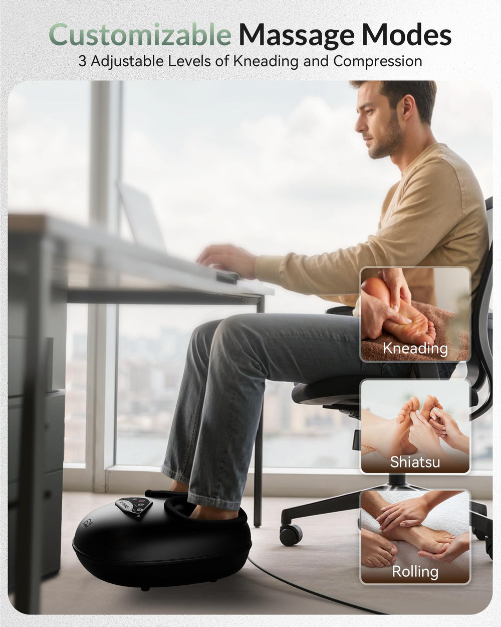 Snailax massage timer options enable 15, 20, or 30-minute sessions.