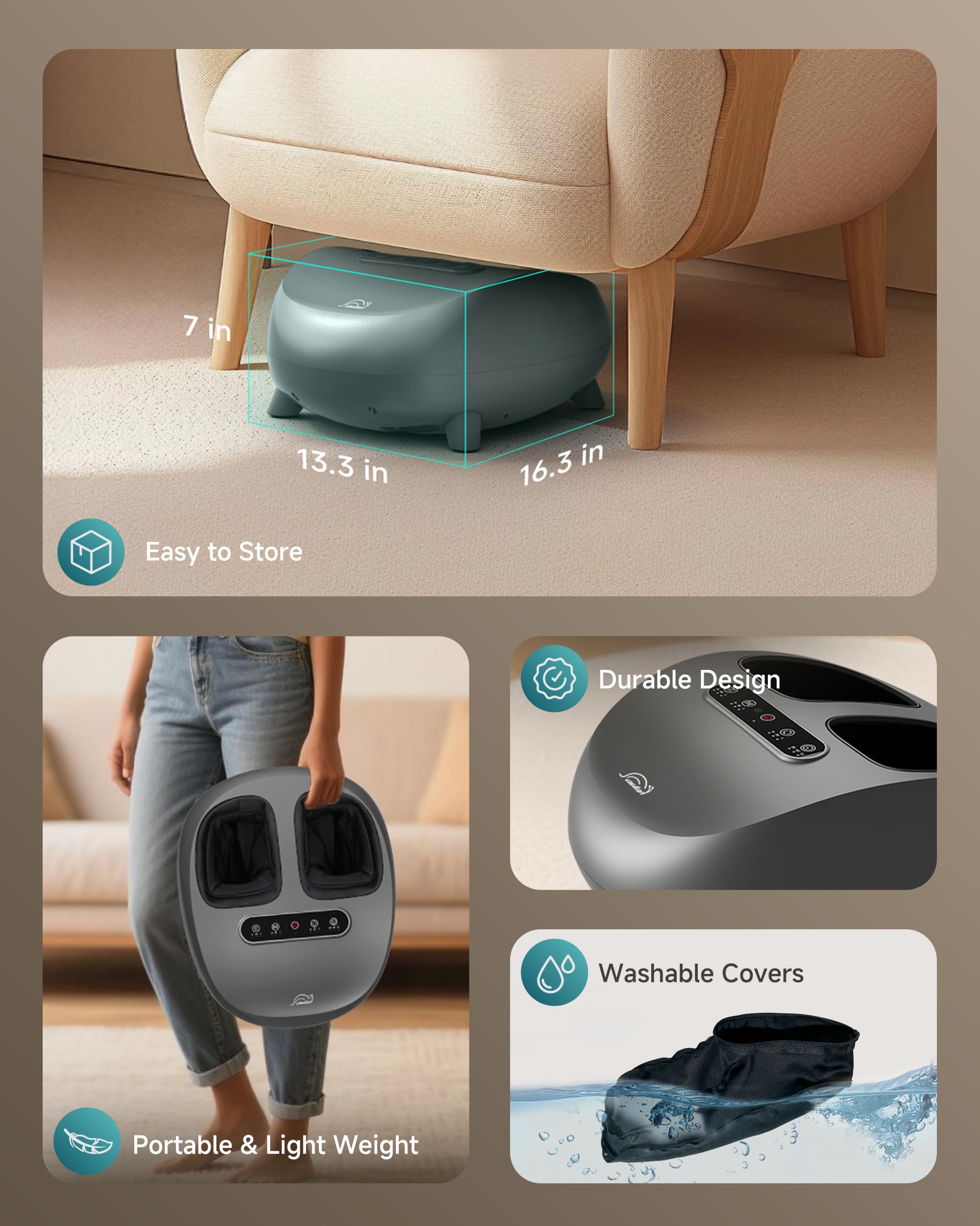 Snailax heated foot massager warms instep and sole for cozy warmth.