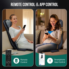 Snailax Full Back Massage Chair Pad shown on a couch for comprehensive back care.
