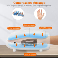 Snailax hand massager air compression sleeves delivering soothing pressure to palm and fingers