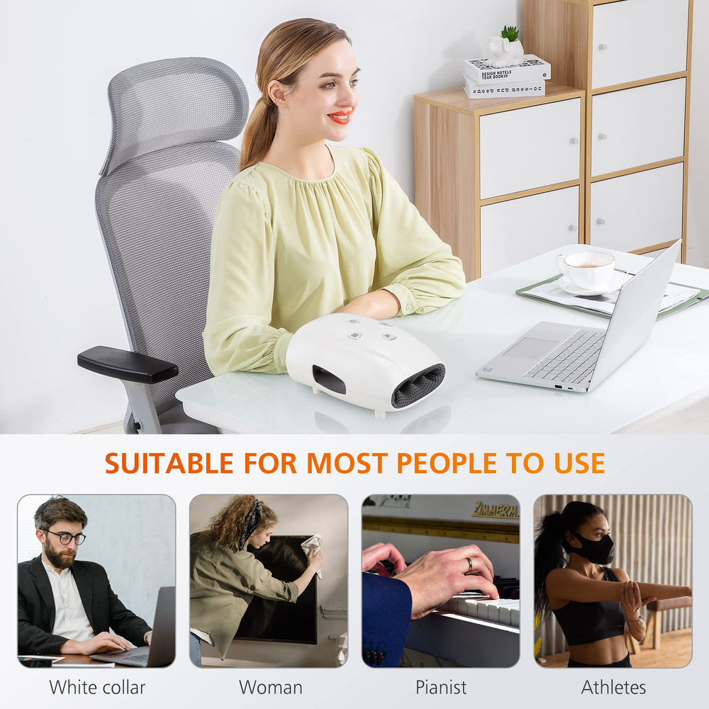 Snailax hand massager rechargeable battery icon indicating long-lasting use