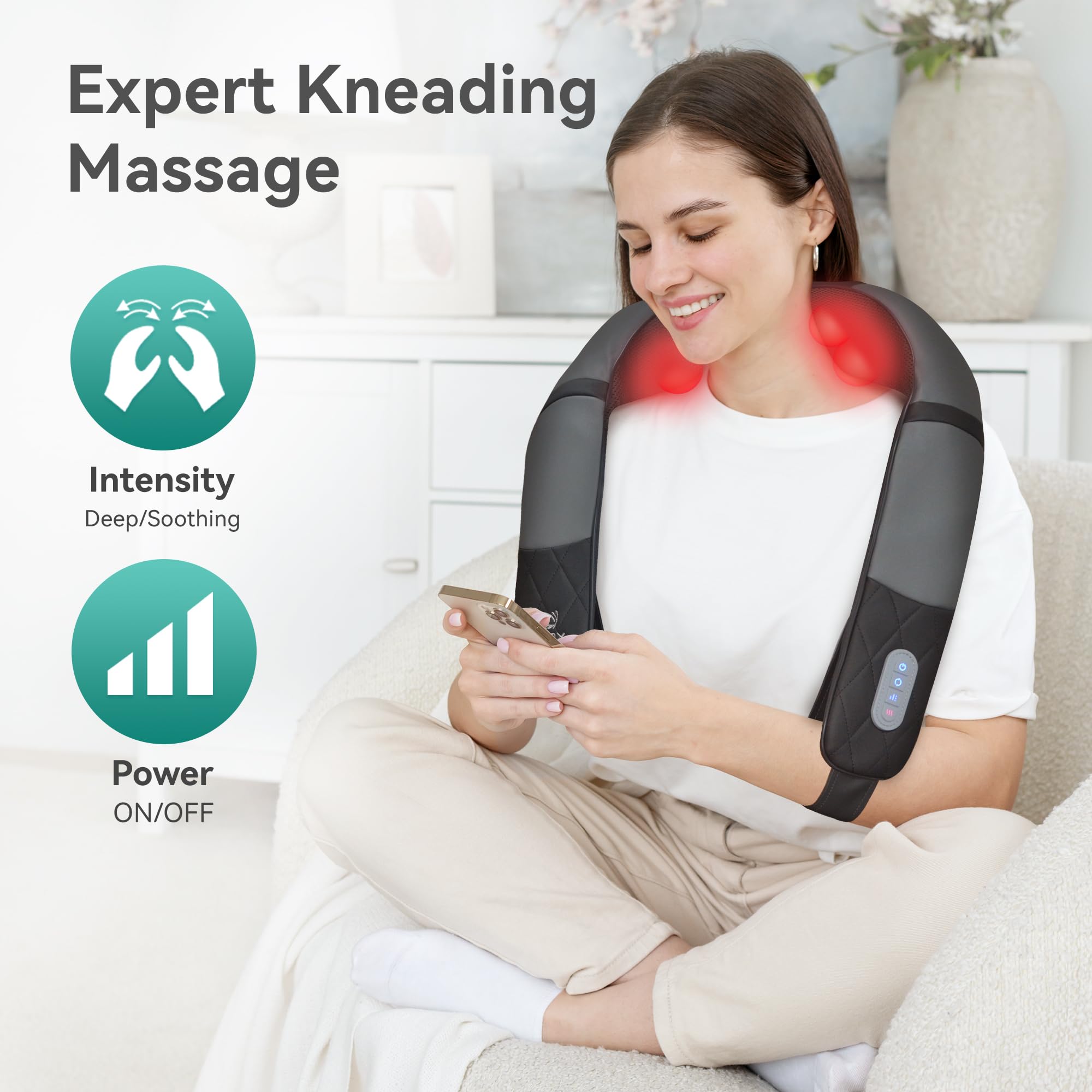 Snailax neck massager with heat function for added comfort.