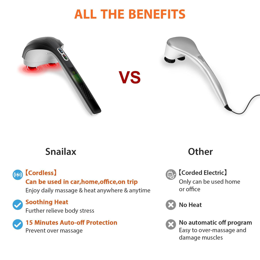Snailax heating function closeup highlighting warm therapy.