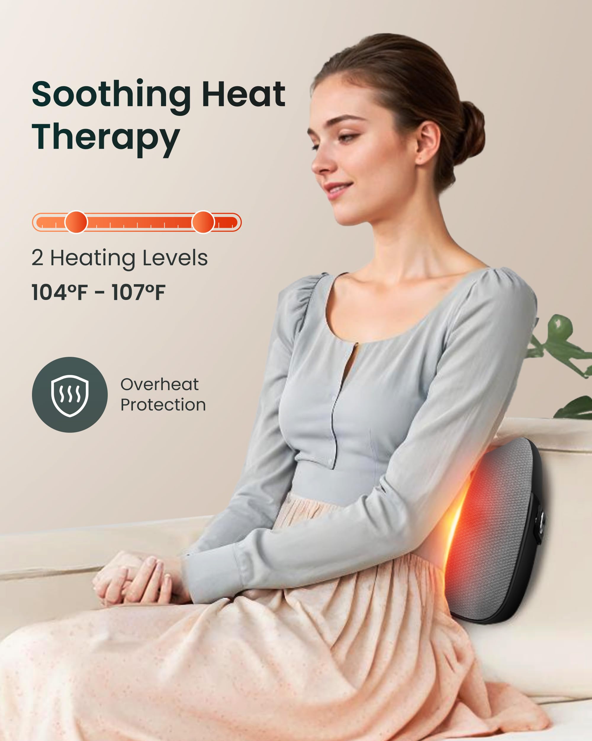Snailax heating function massage pillow offers soothing warmth