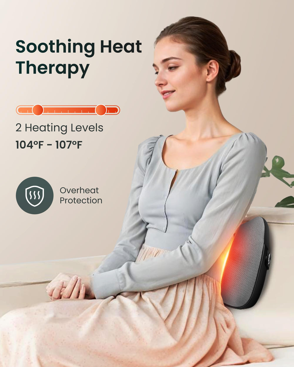 Snailax heating function massage pillow offers soothing warmth