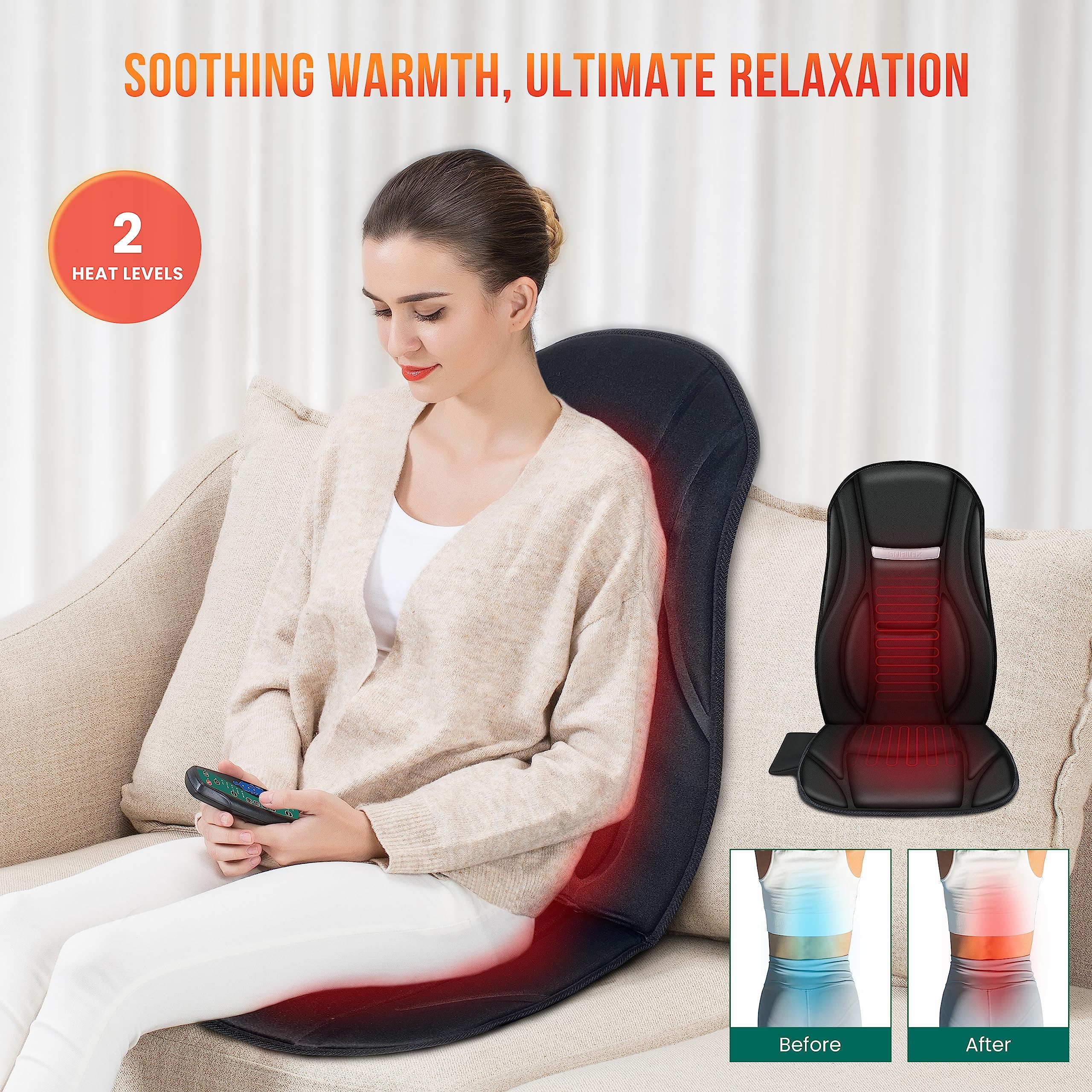 Snailax heating function soothes tense muscles during sessions.