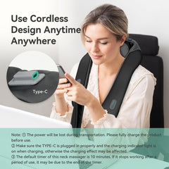 Two heating levels warm neck and shoulders gently.