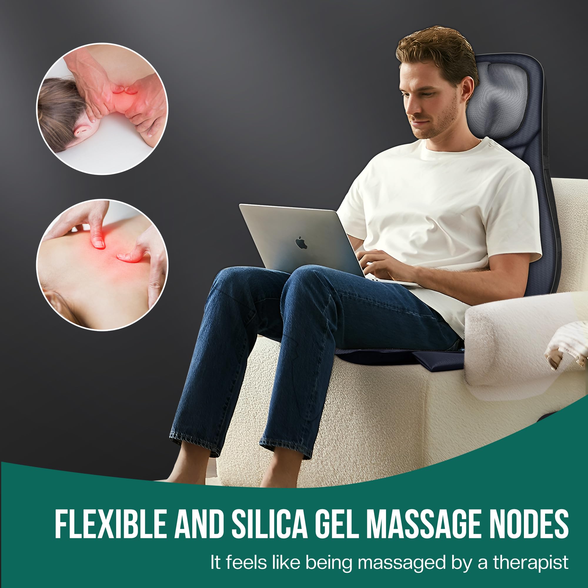 Snailax Heating pad delivers soothing warmth across back and shoulders.