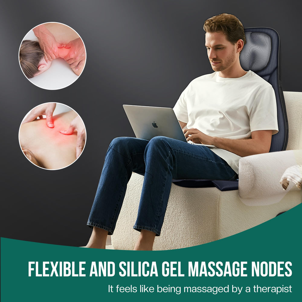 Snailax Heating pad delivers soothing warmth across back and shoulders.