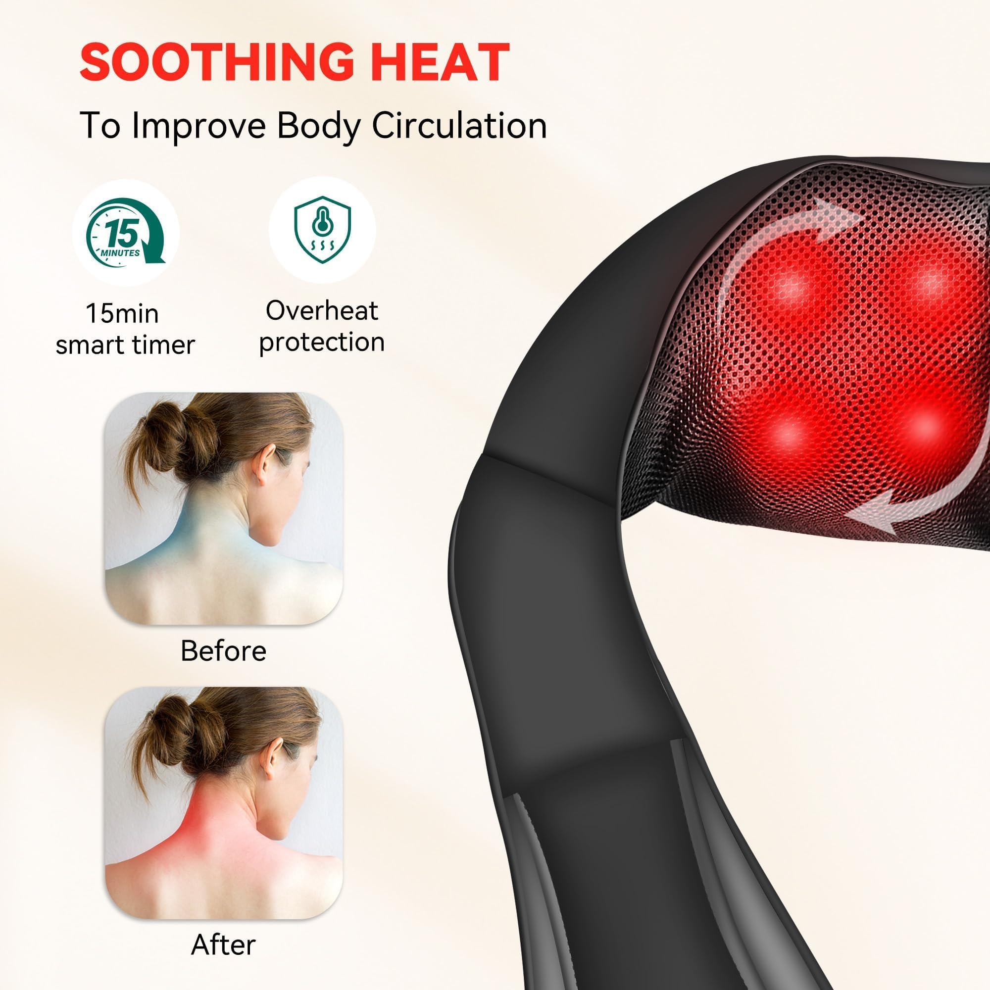Snailax infrared heat feature enhances comfort during sessions.