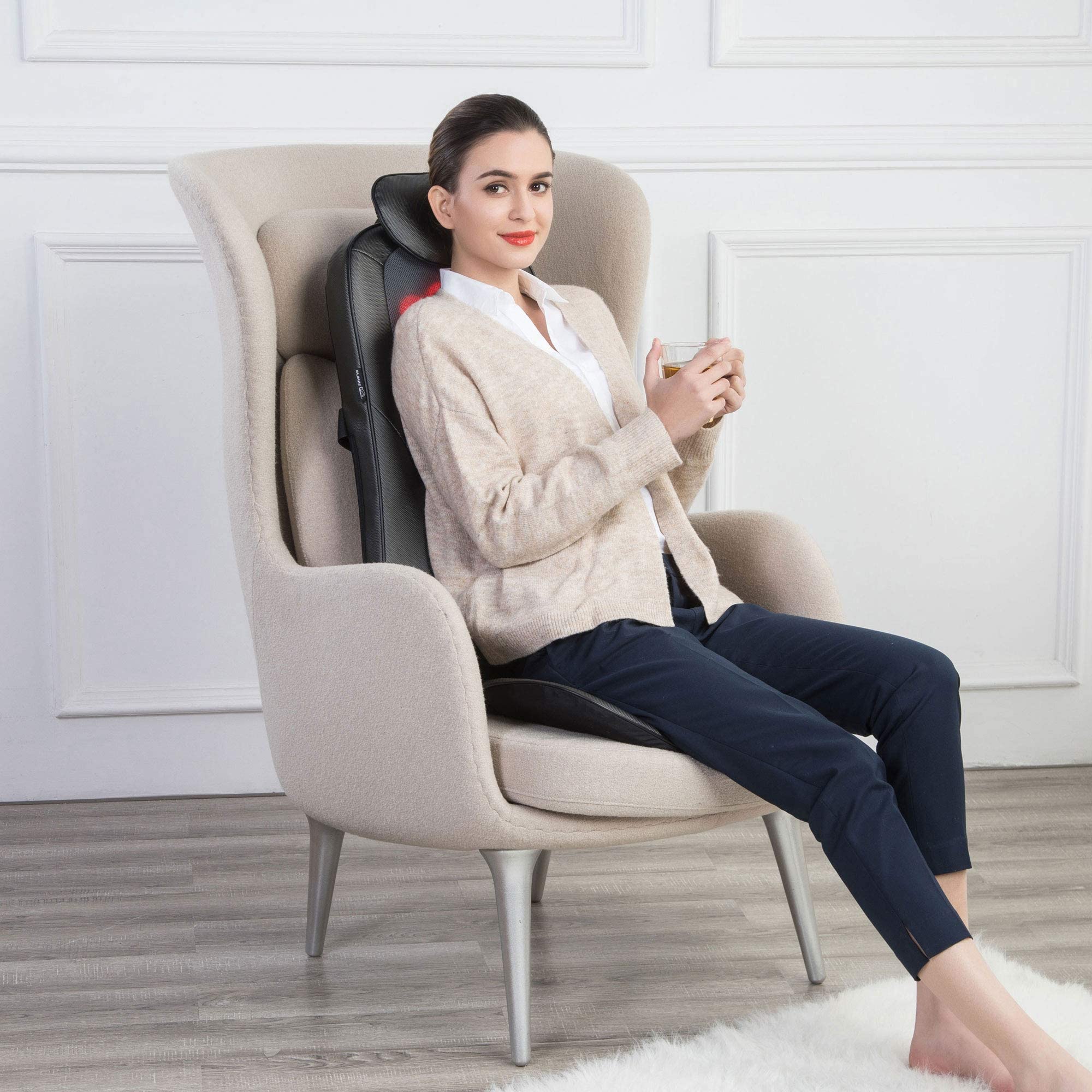 Infrared heat therapy warms muscles during massage for enhanced comfort