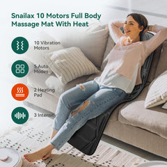 Snailax heat pads provide soothing warmth to the back while seated on a sofa.
