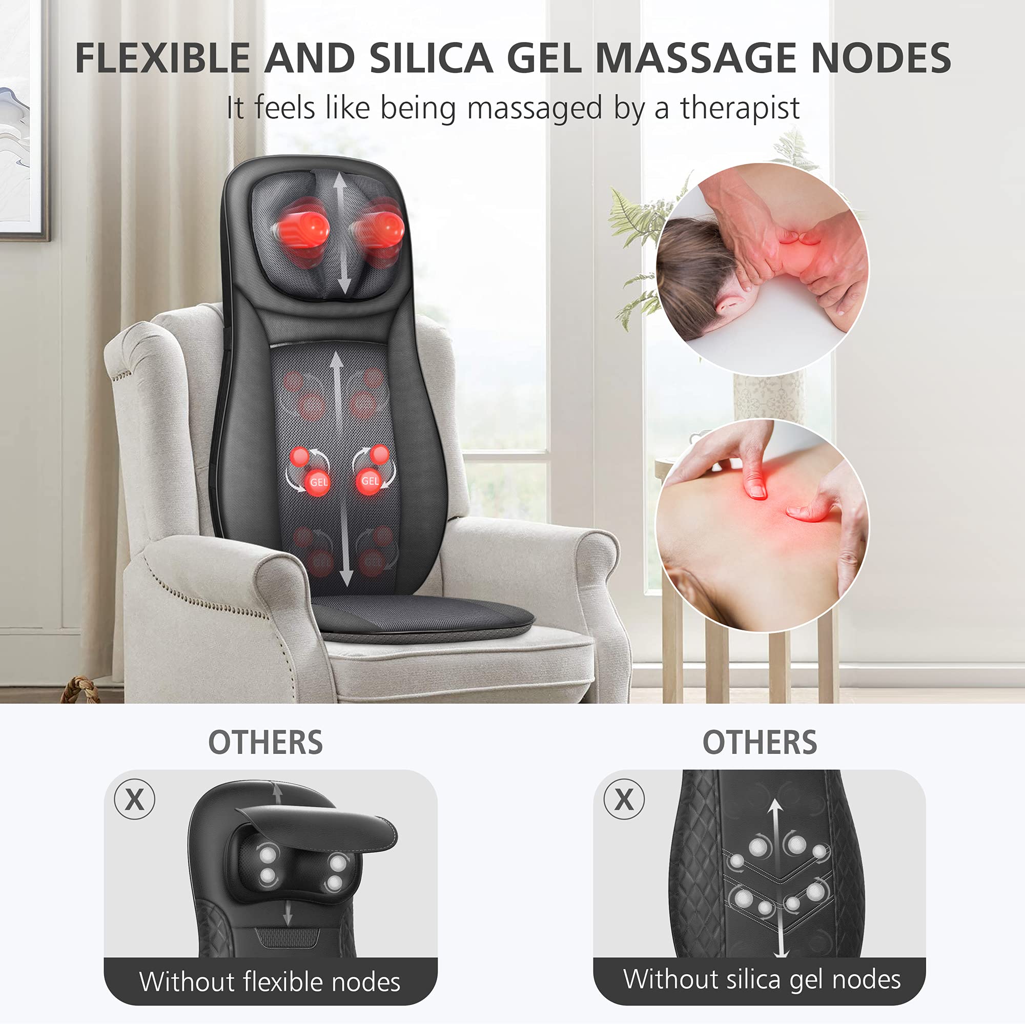 Snailax neck massage nodes adjustable to fit shoulder height