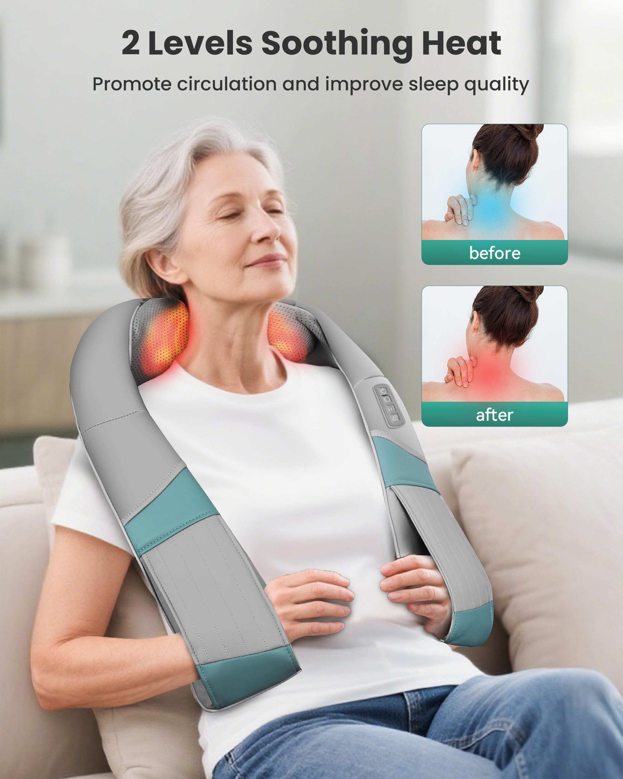 Snailax neck massager heat function warms muscles for comfort