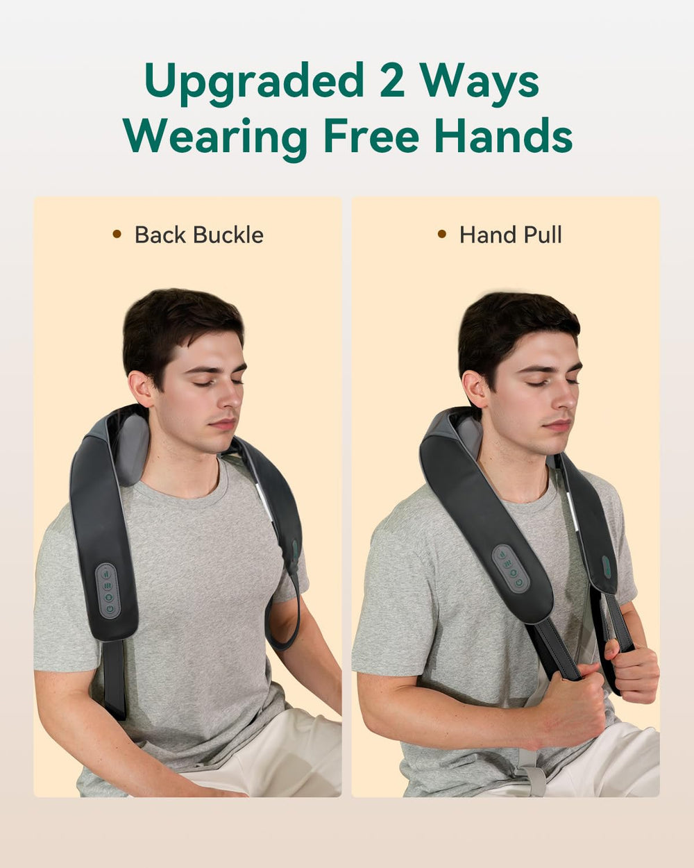 Snailax neck massager with strap wearable mode lets you relax hands-free while multitasking.
