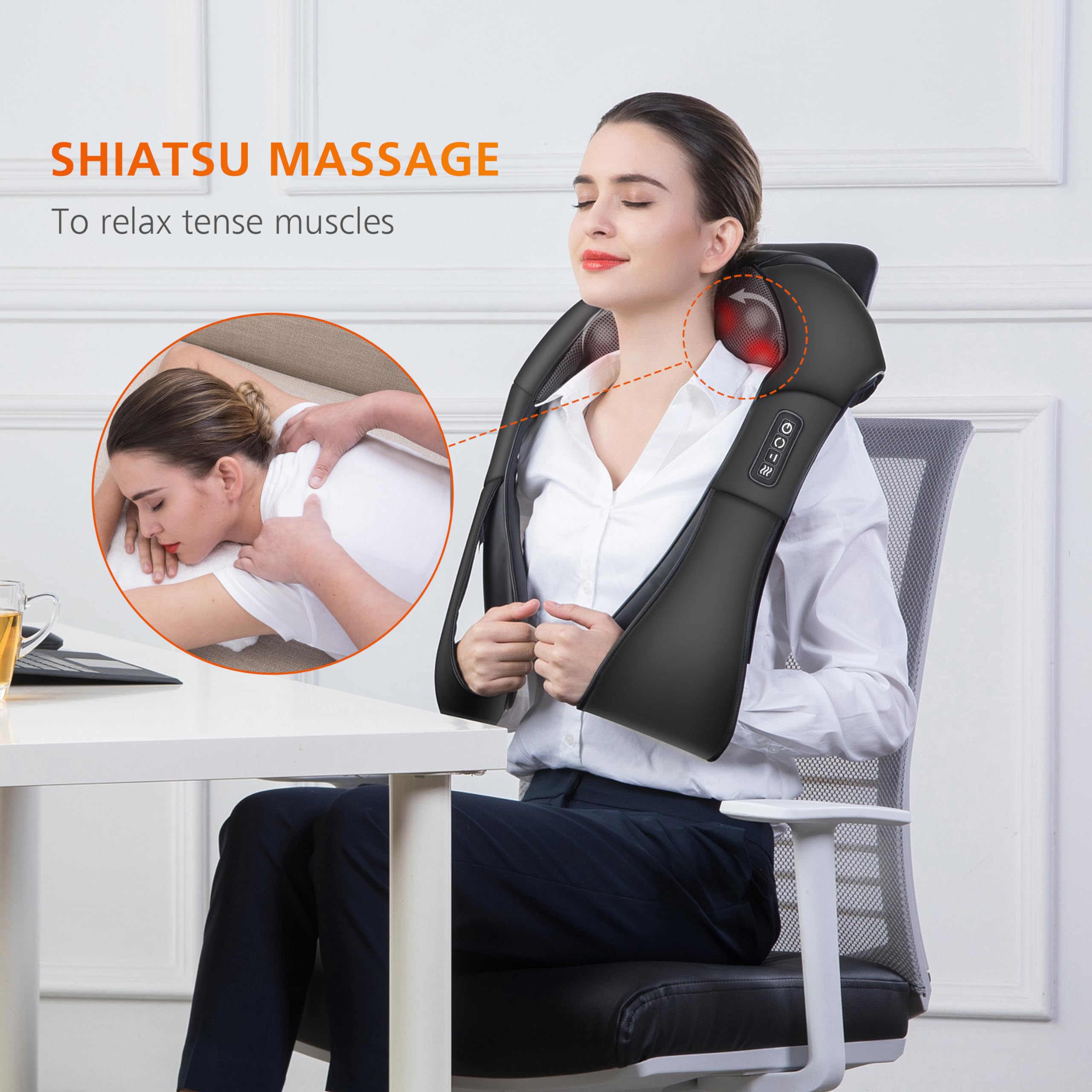 Snailax massager with two way rotation enabling customizable shiatsu sessions