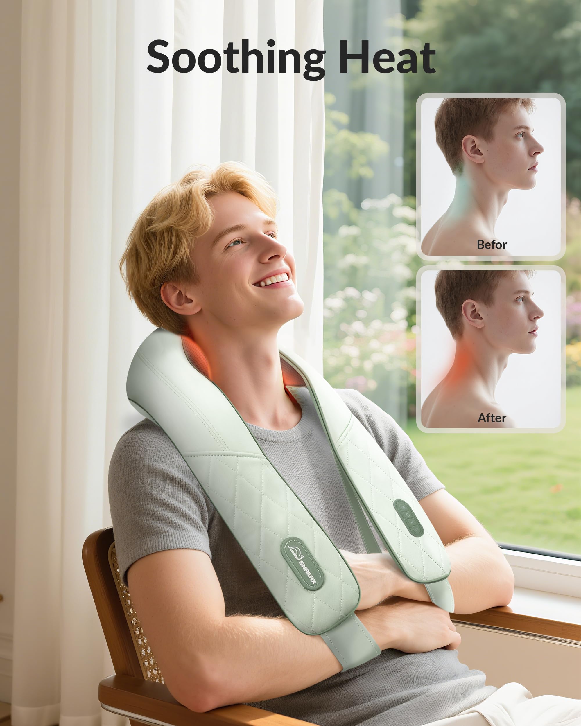 Snailax neck shoulder massager with heat offering soothing warmth option