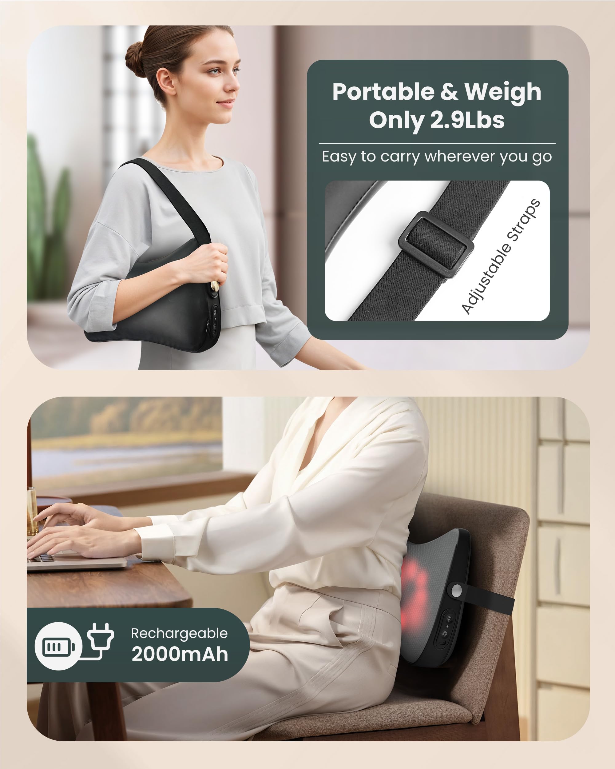 Snailax portable massage pillow design for home or travel