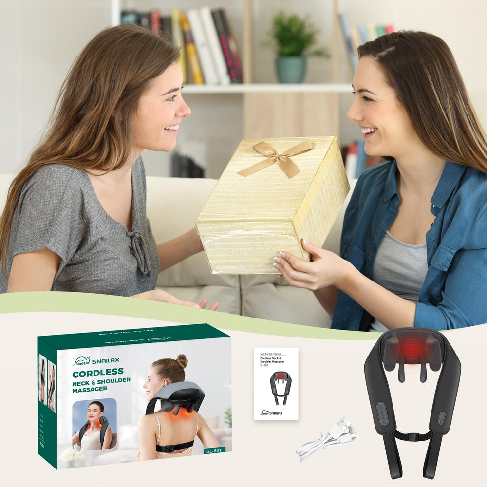 Snailax compact cordless massager fits in a bag for travel.