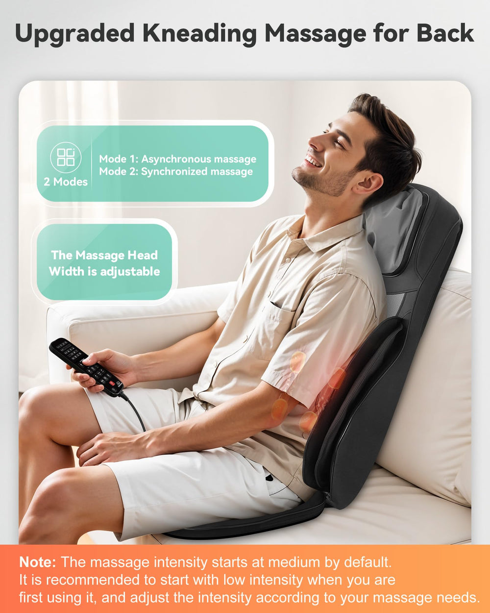 Remote control enables easy massage setting adjustments