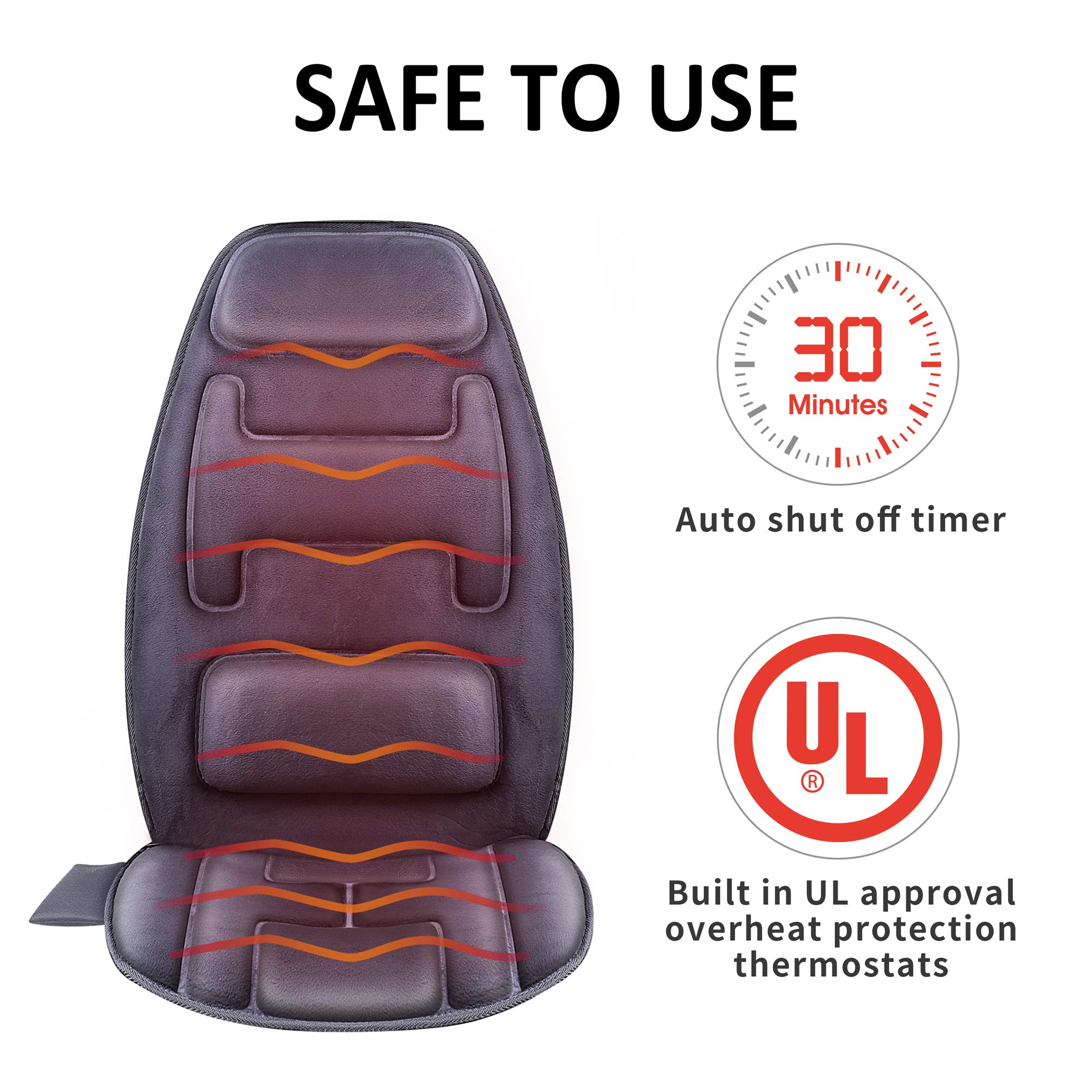 Snailax separate back and seat heaters offering flexible warmth.