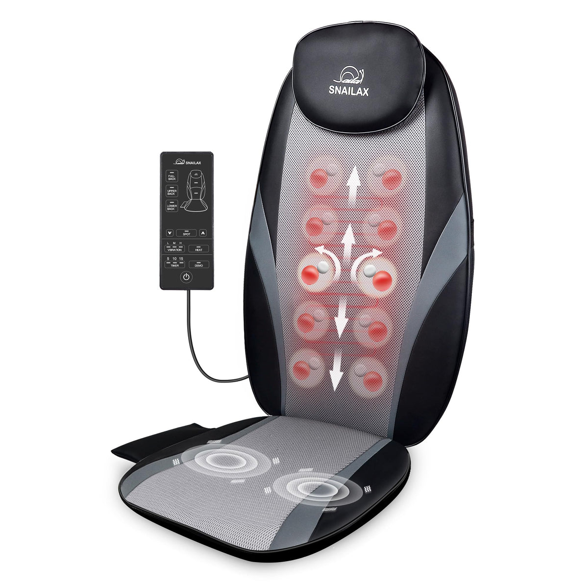 Snailax Shiatsu back-roller nodes for deep relaxation along the spine.
