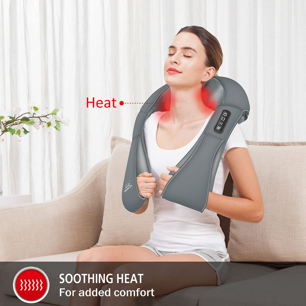 Snailax back and shoulder massager with shiatsu nodes and ergonomic design