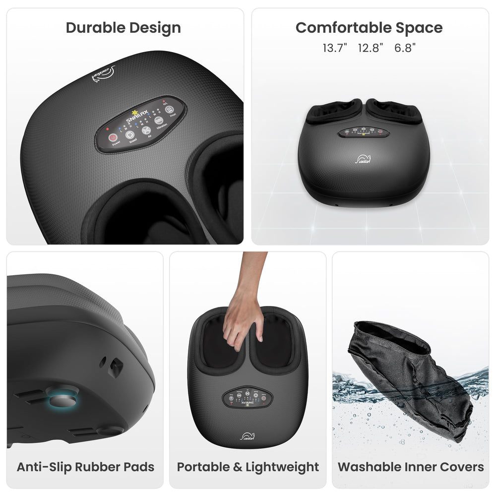 Snailax Shiatsu Foot Massager compact design stores neatly in small spaces.